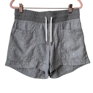Athleta Shorts Womens Size 4 Gray Cabo Linen Drawstring Pull On Pockets Coastal